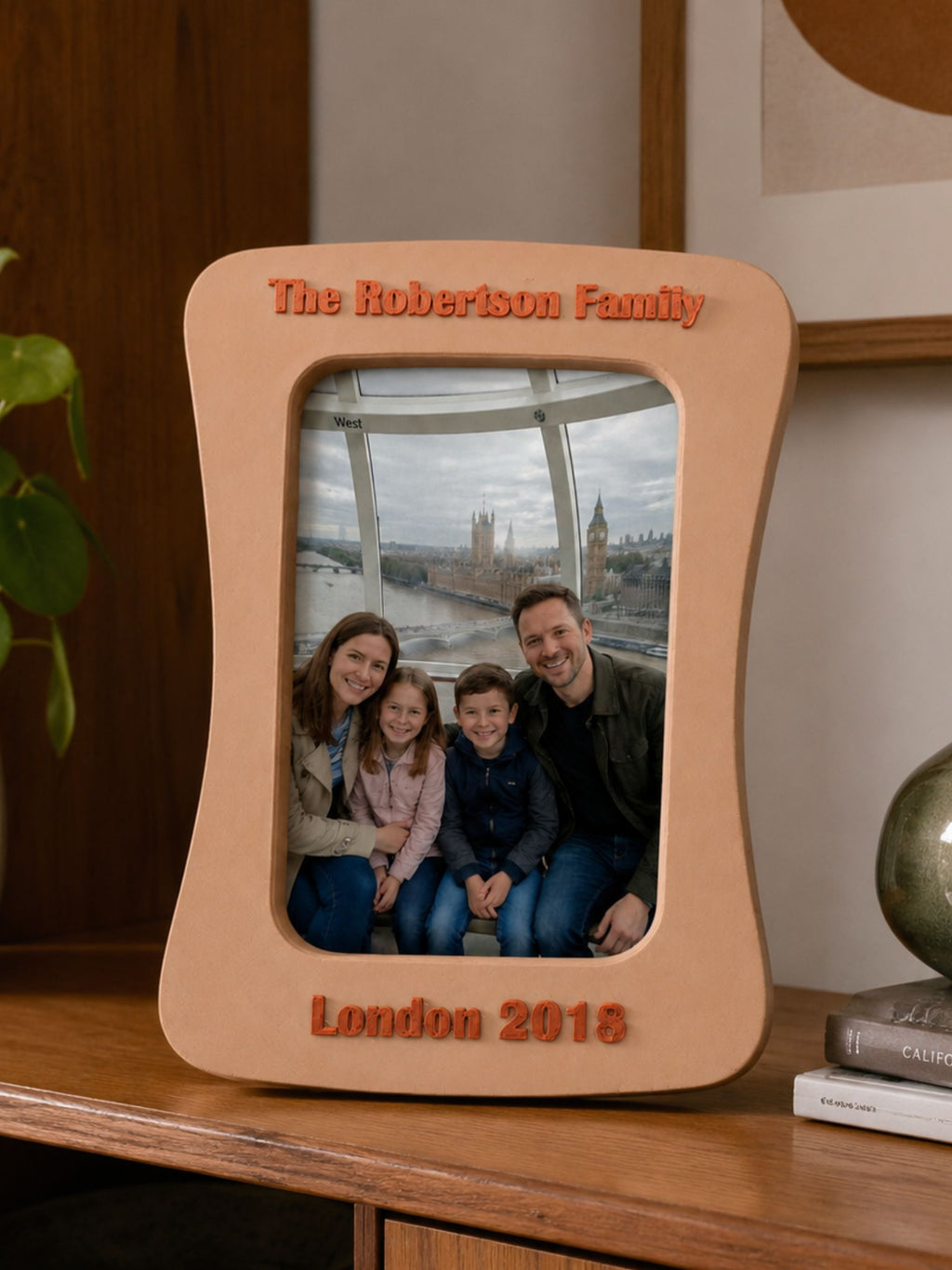 Mid-century Frame - Personalised Photo Frame with Custom Text in Mid-century Modern Design