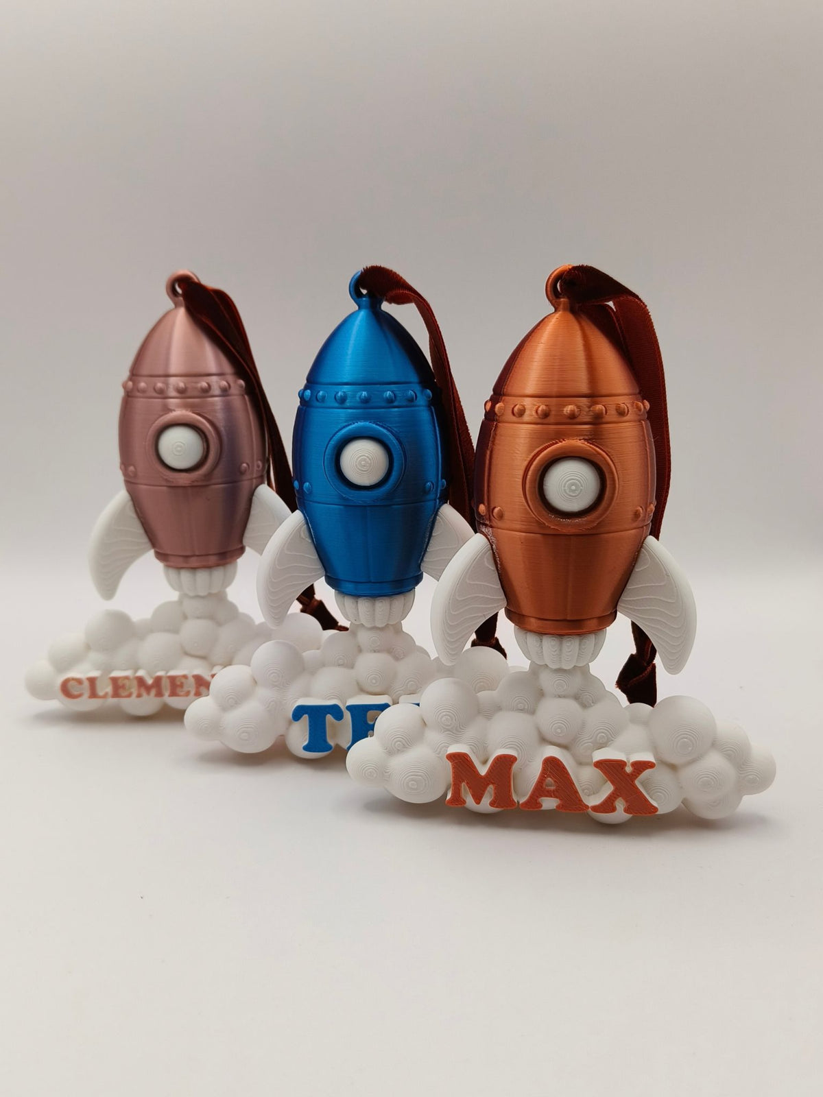 Rocket Bauble - Children's Christmas Decoration with 3D Personalised Name