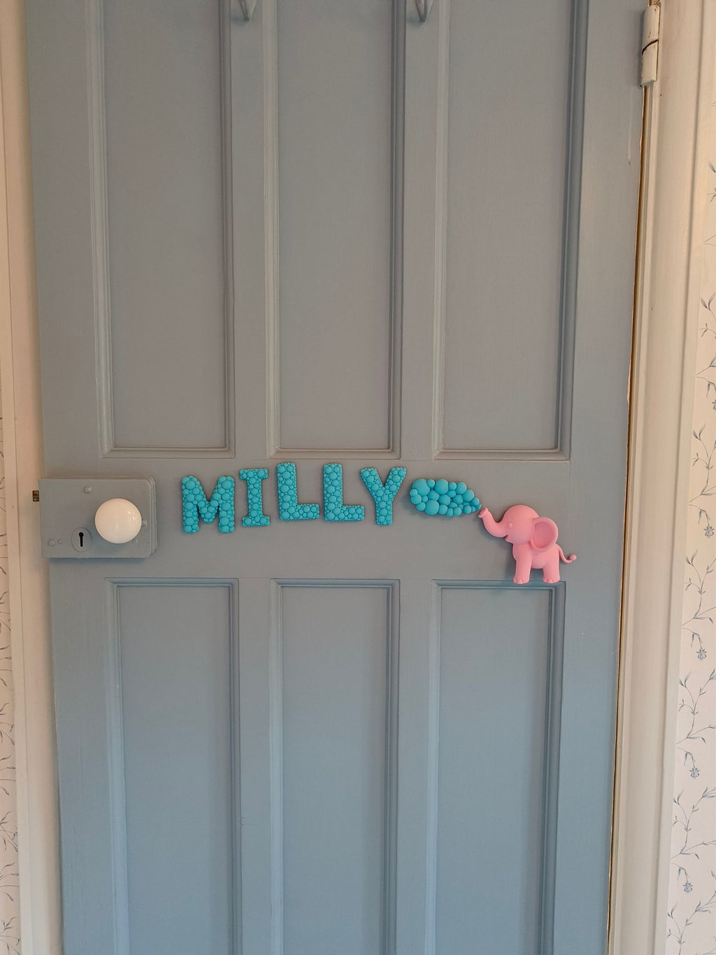 Elephant Door Sign - Children's Sign with 3D Personalised Name and Elephant Water Theme