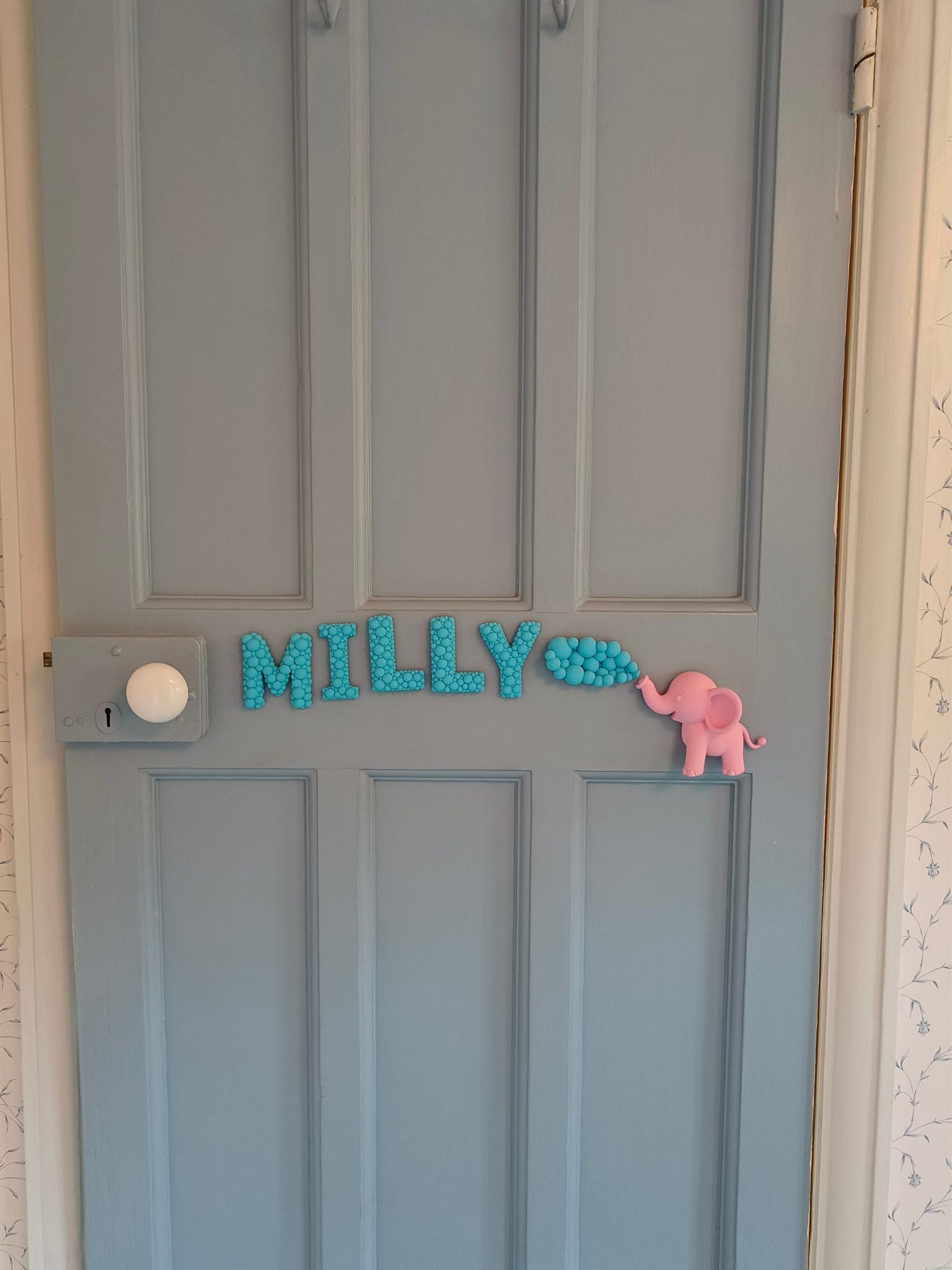 Elephant Door Sign - Children's Sign with 3D Personalised Name and Elephant Water Theme