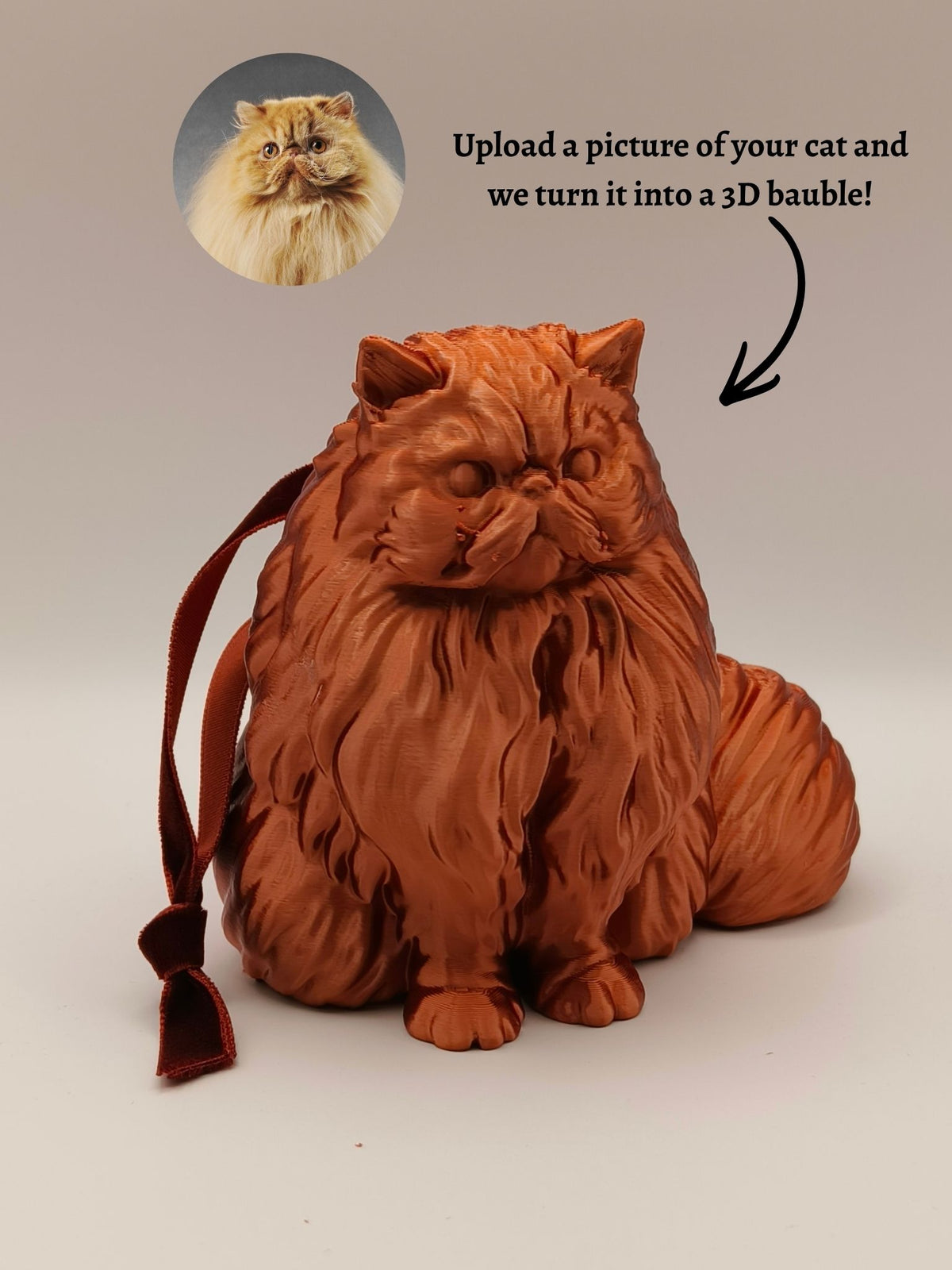 Cat Bauble - Personalised Christmas Decoration Based on a Photo of Your Cat