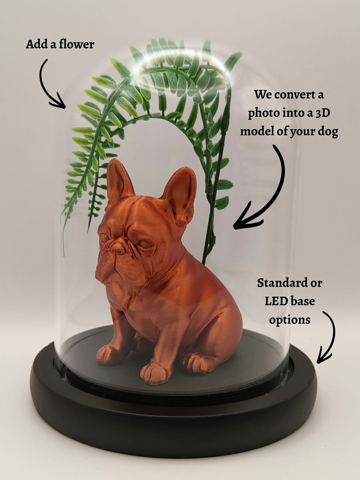 Dog Memorial - Personalised Memorial in a Bell Jar Based on a Photo of Your Dog