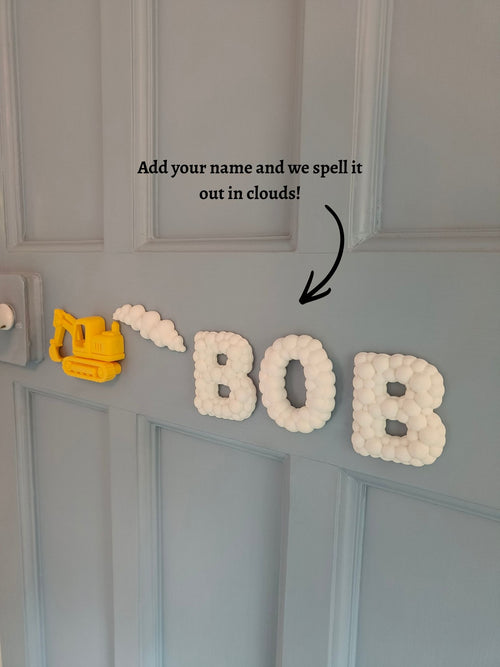 Digger Door Sign - Children's Sign with 3D Personalised Name