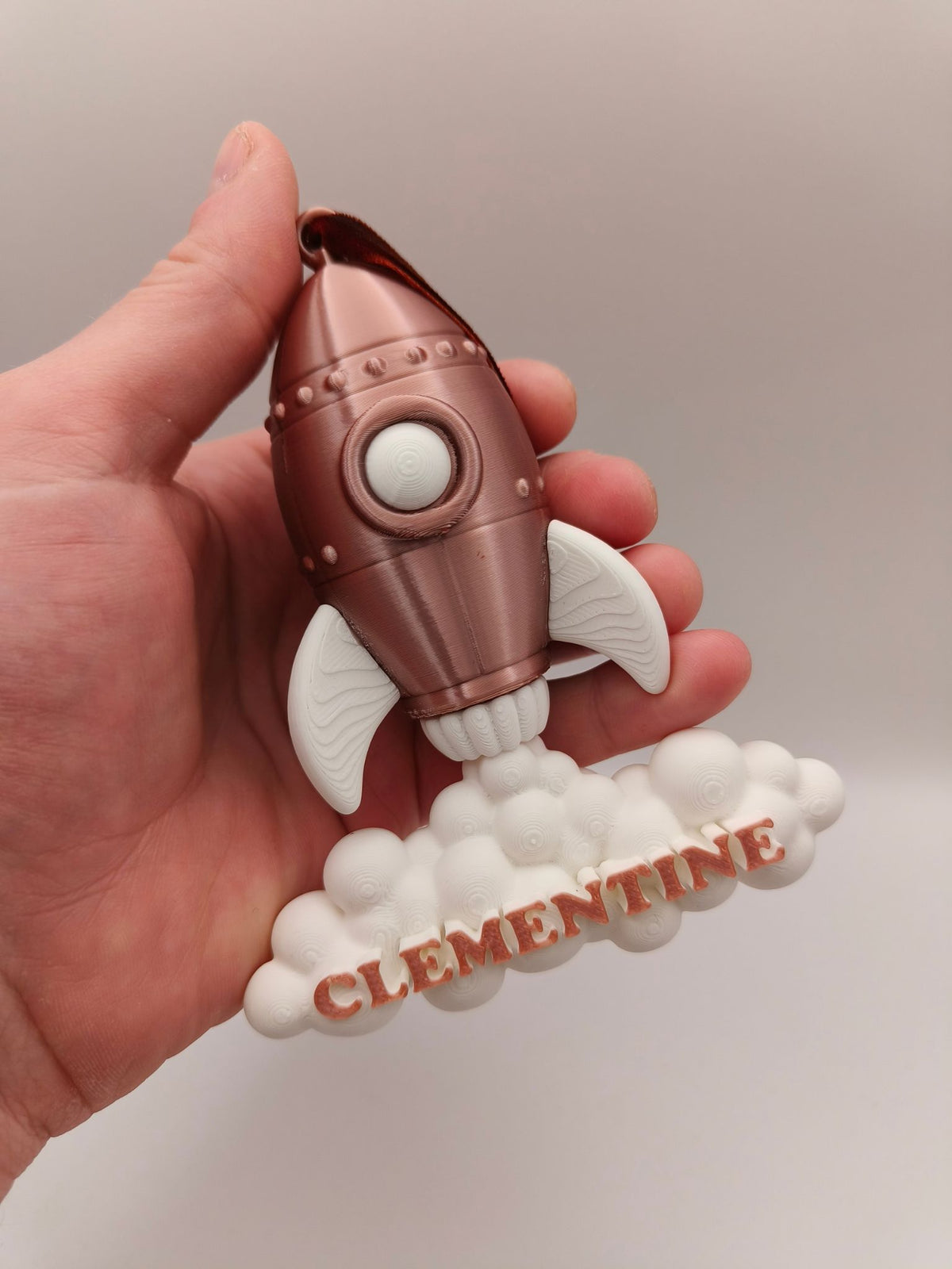 Rocket Bauble - Children's Christmas Decoration with 3D Personalised Name