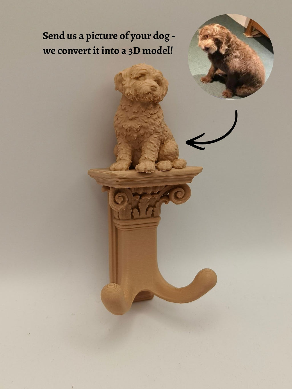 Dog Lead Hook - Personalised Holder for Leash Based on a Photo of Your Dog