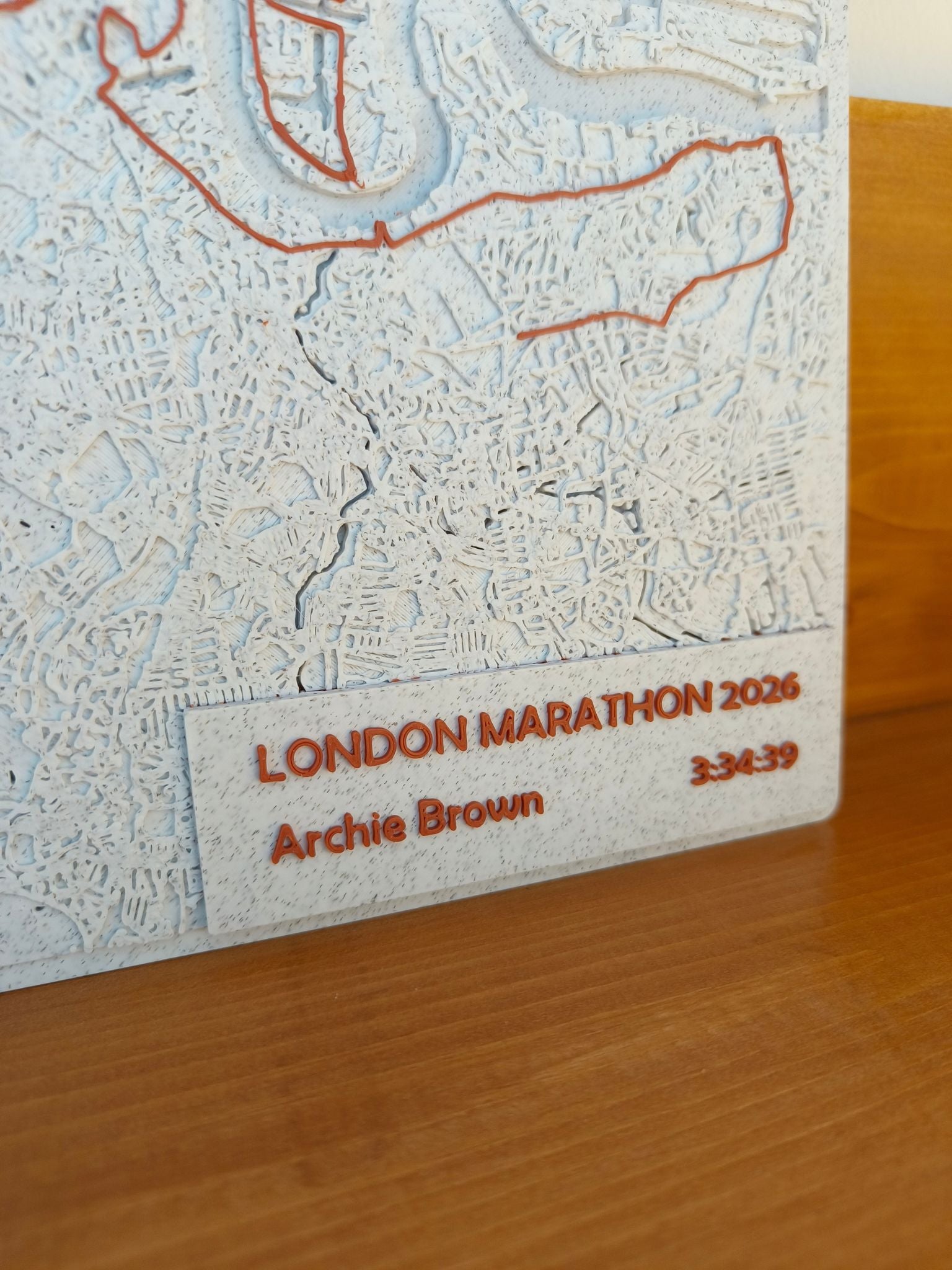 Marathon Map - Personalised 3D Map of Marathon Route with Name and Time
