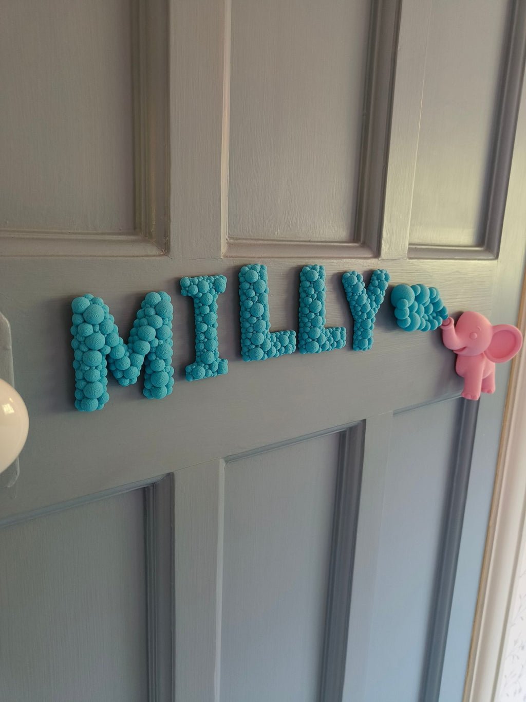 Elephant Door Sign - Children's Sign with 3D Personalised Name and Elephant Water Theme