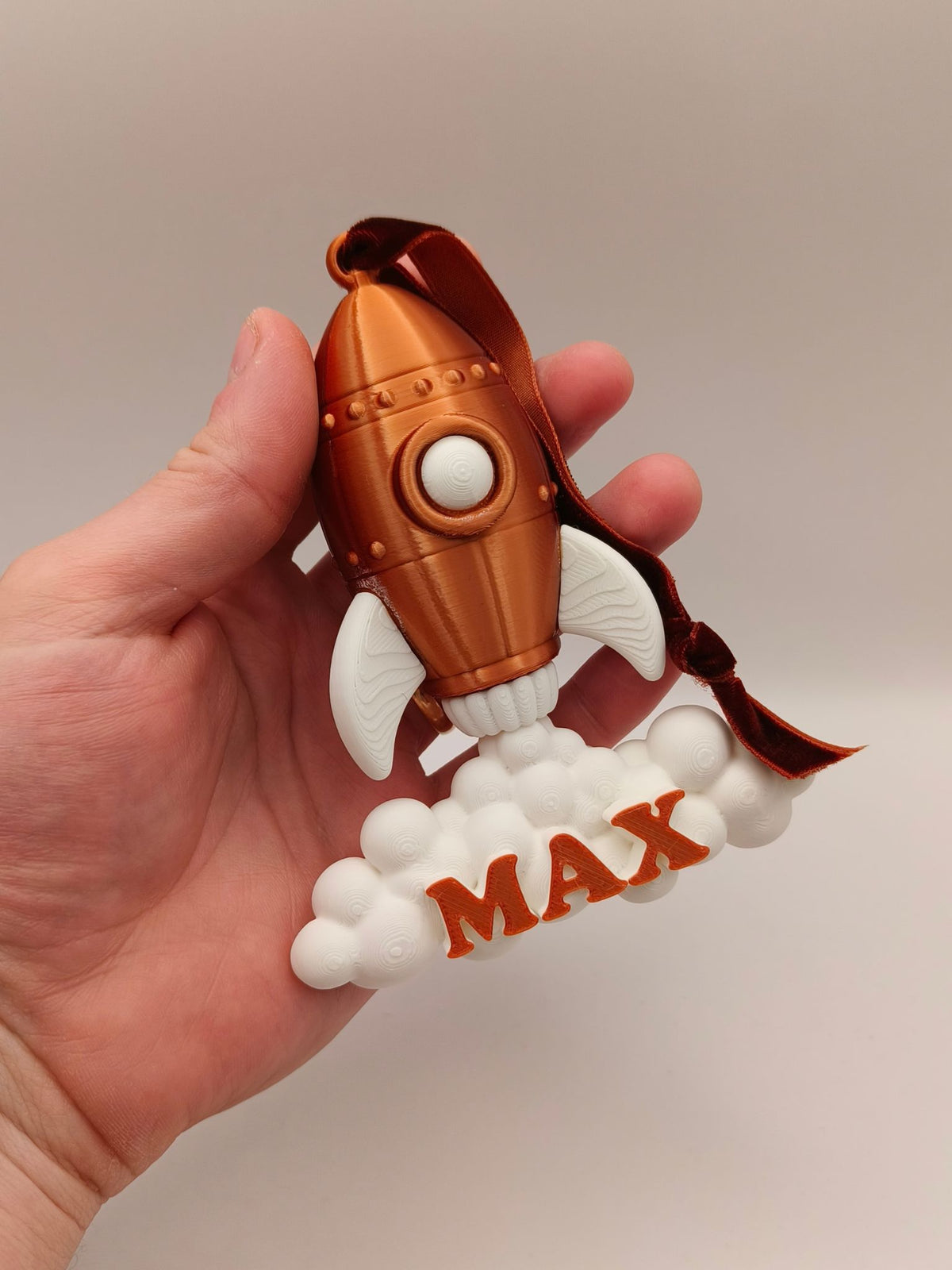 Rocket Bauble - Children's Christmas Decoration with 3D Personalised Name