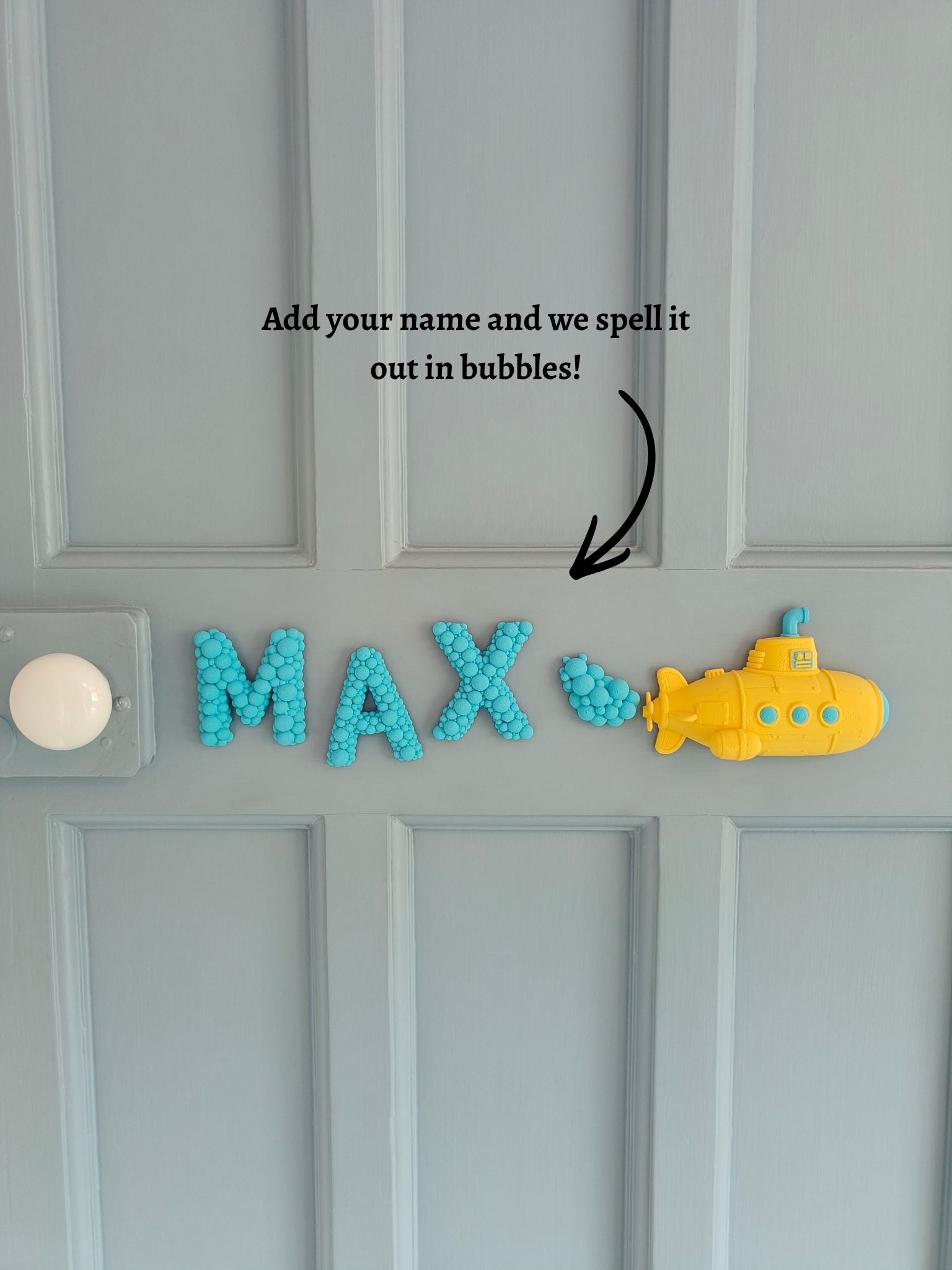 Submarine Door Sign - Children's Sign with 3D Personalised Name and Undersea Theme