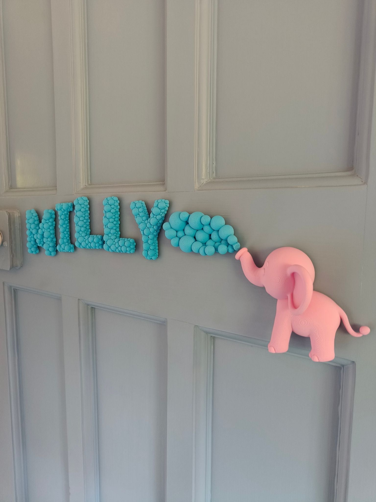Elephant Door Sign - Children's Sign with 3D Personalised Name and Elephant Water Theme
