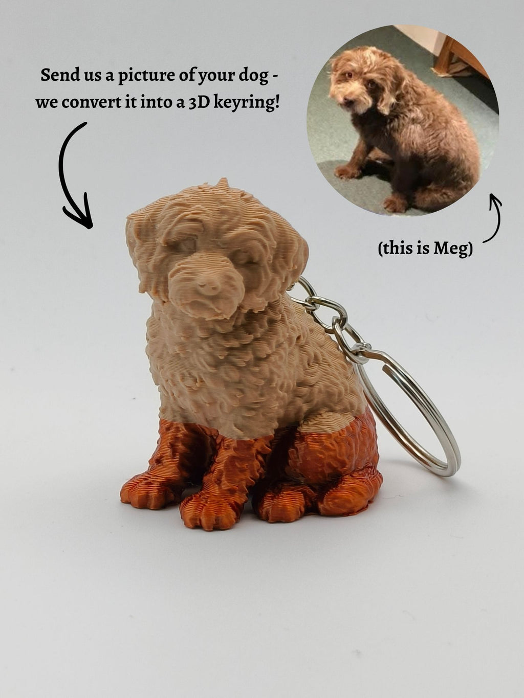 Dog Keyring - Personalised 3D Keyring Figurine based on a Photo of your Dog