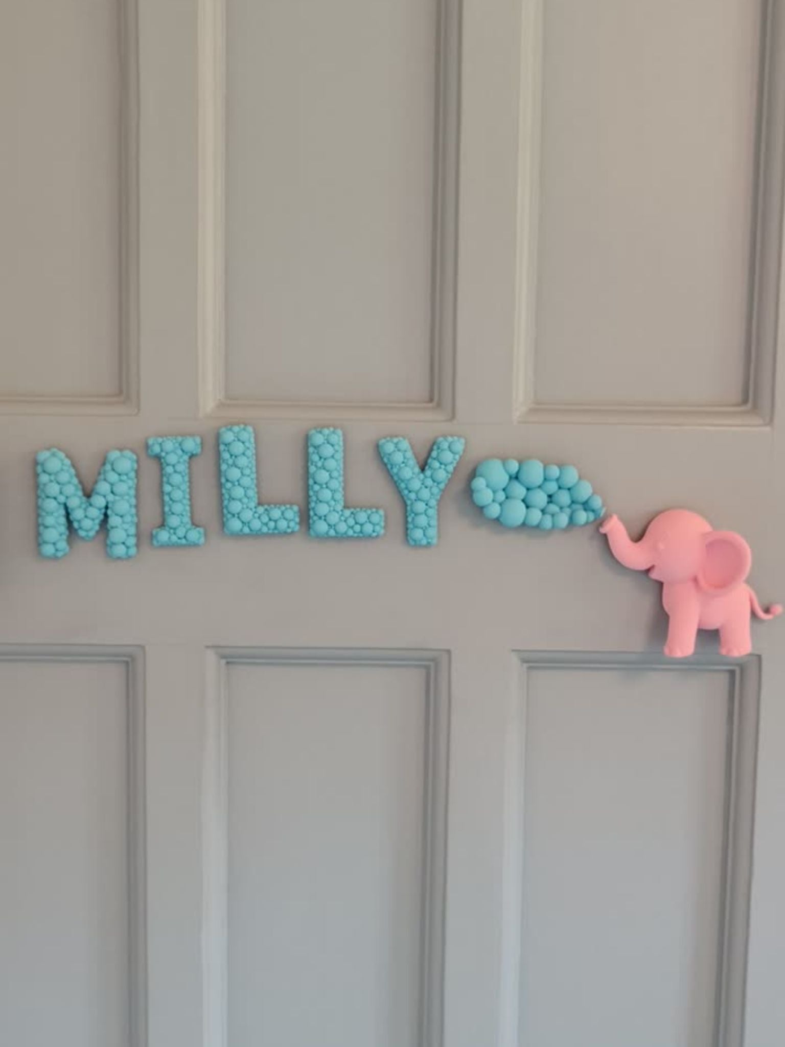 Elephant Door Sign - Children's Sign with 3D Personalised Name and Elephant Water Theme