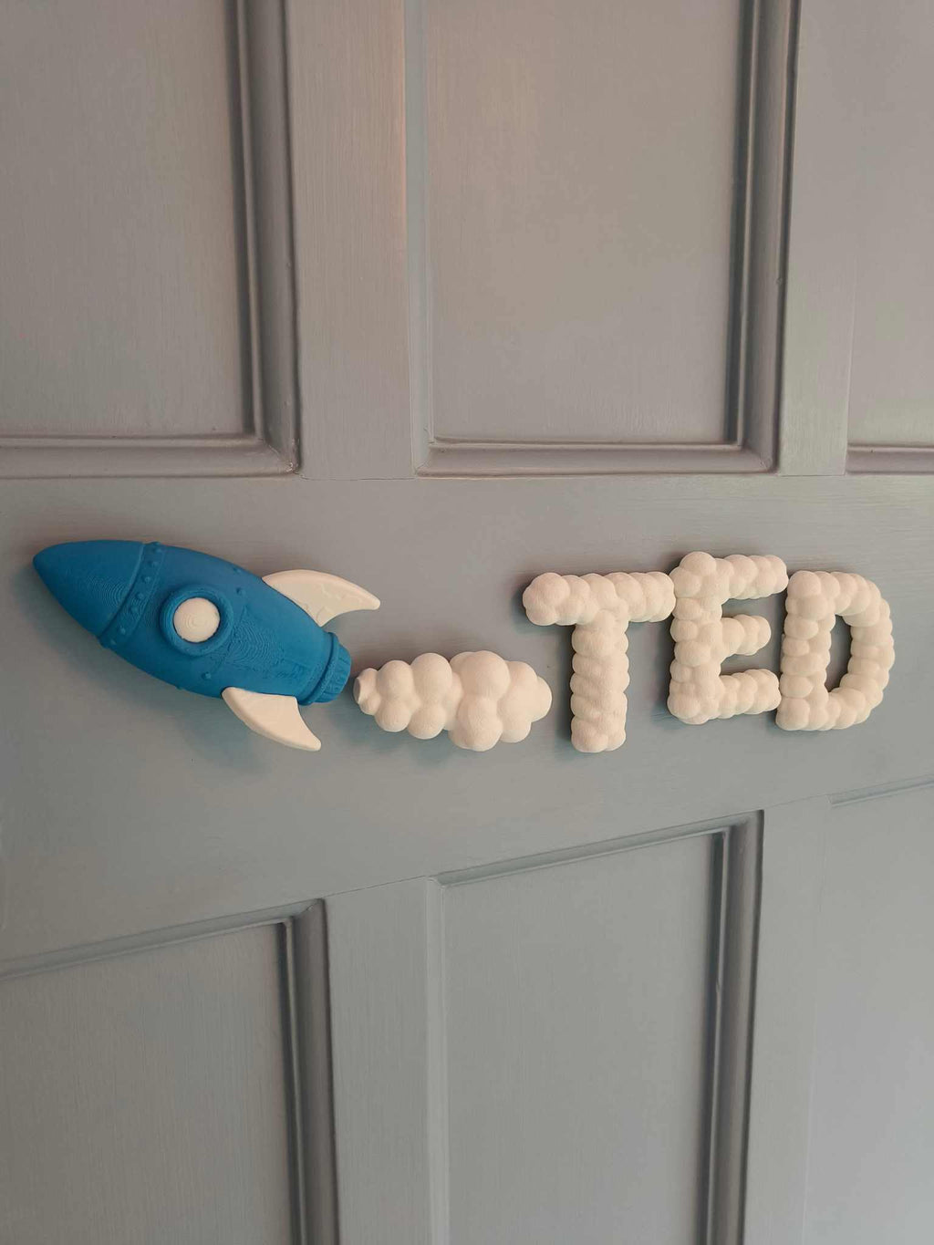 Rocket Door Sign - Children's Sign with 3D Personalised Name and Space Theme