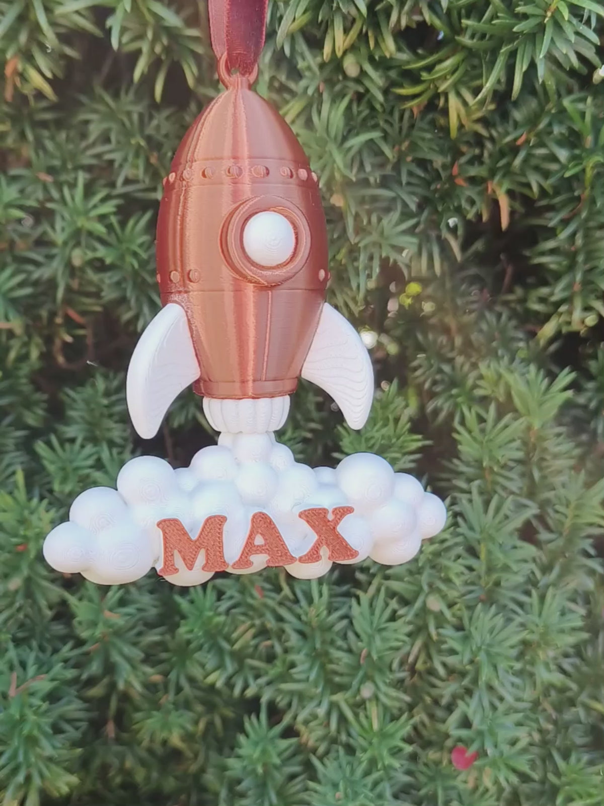 Rocket Bauble - Children's Christmas Decoration with 3D Personalised Name