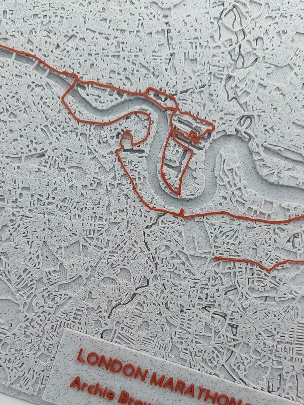 Marathon Map - Personalised 3D Map of Marathon Route with Name and Time