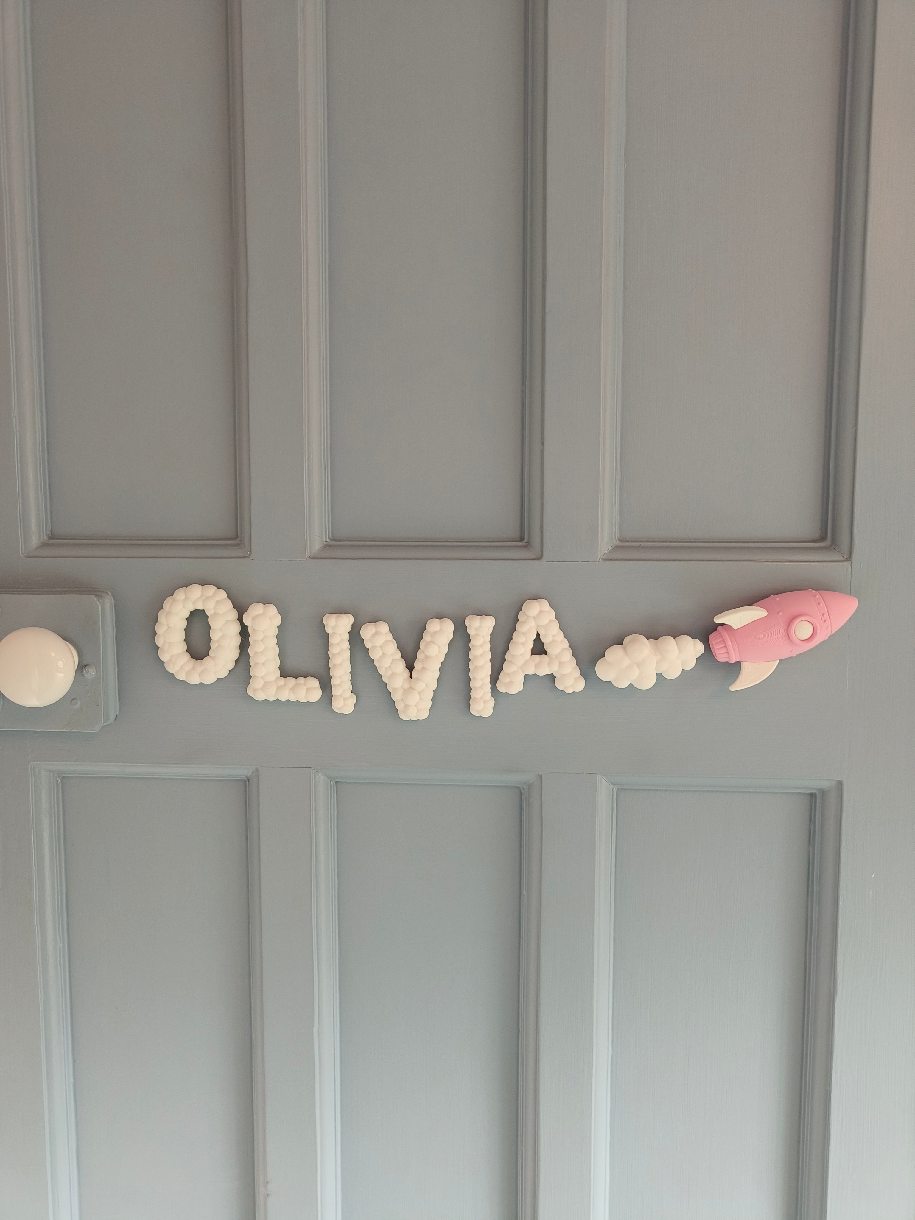 Rocket Door Sign - Children's Sign with 3D Personalised Name and Space Theme