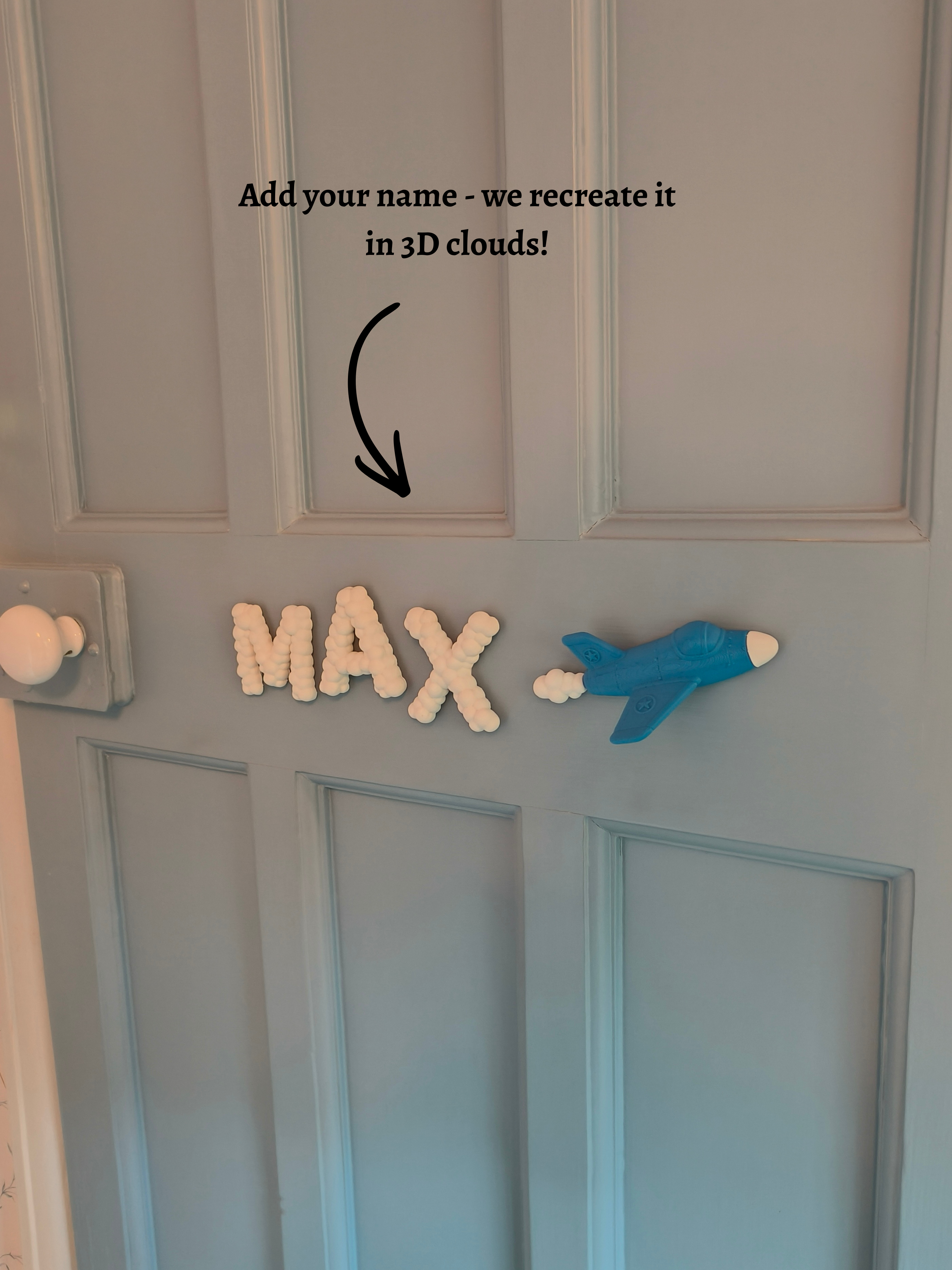Jet Plane Door Sign - Children's Sign with 3D Personalised Name